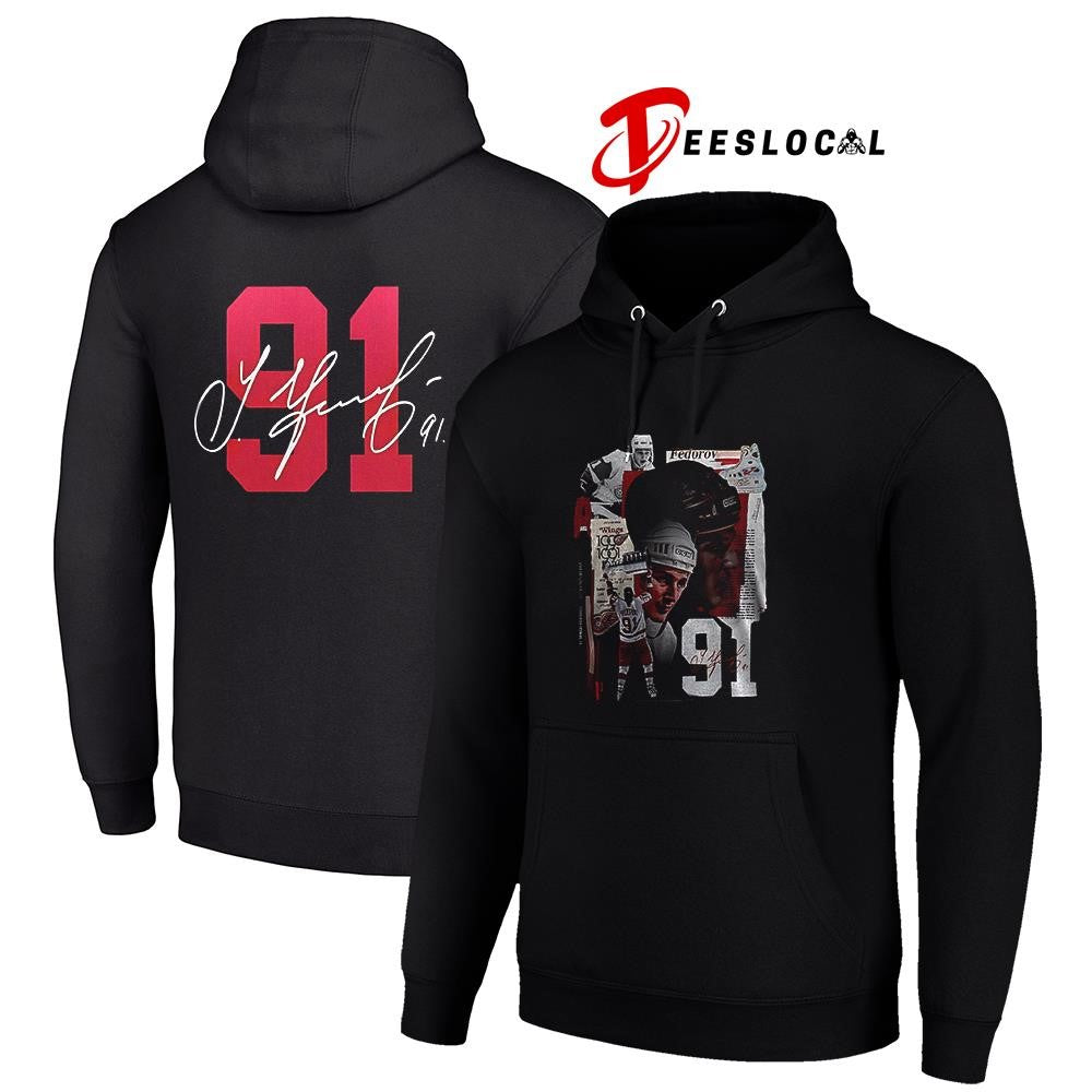 Sergei Fedorov No 91 x Detroit Red Wings signature shirt