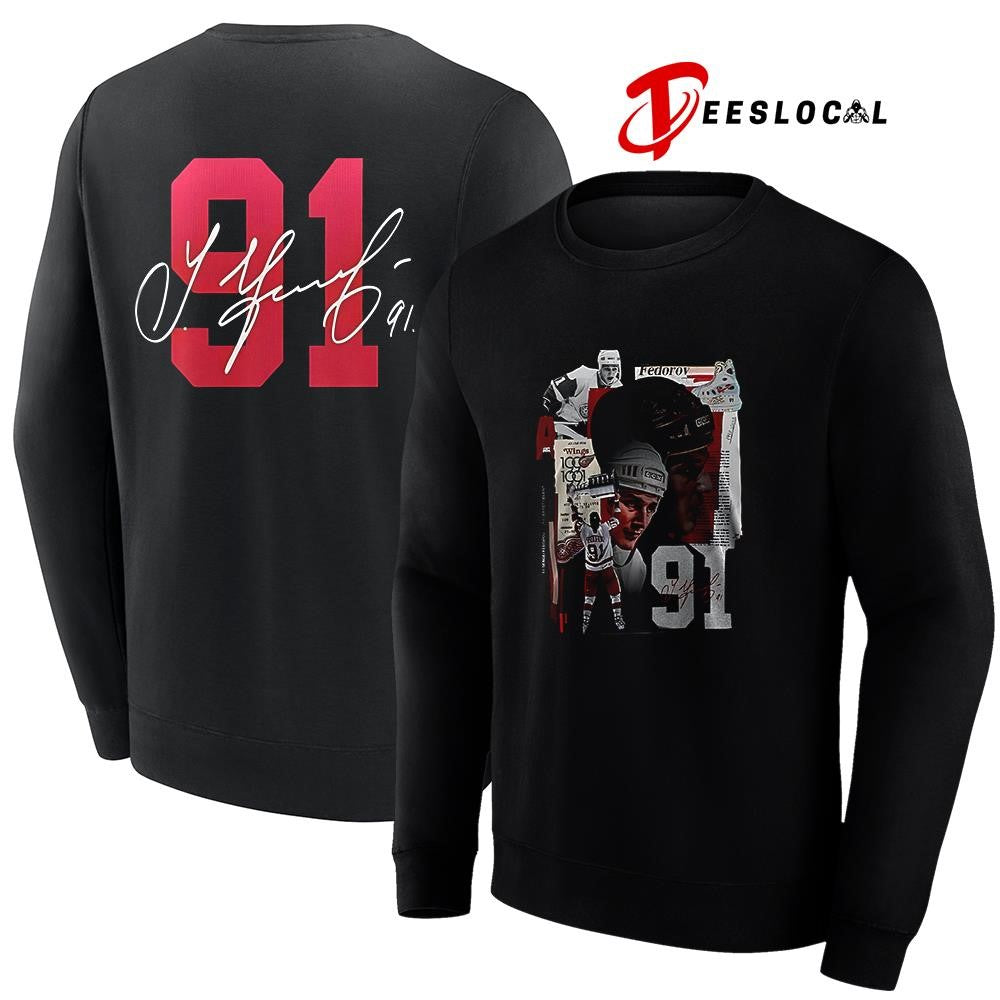 Sergei Fedorov No 91 x Detroit Red Wings signature shirt