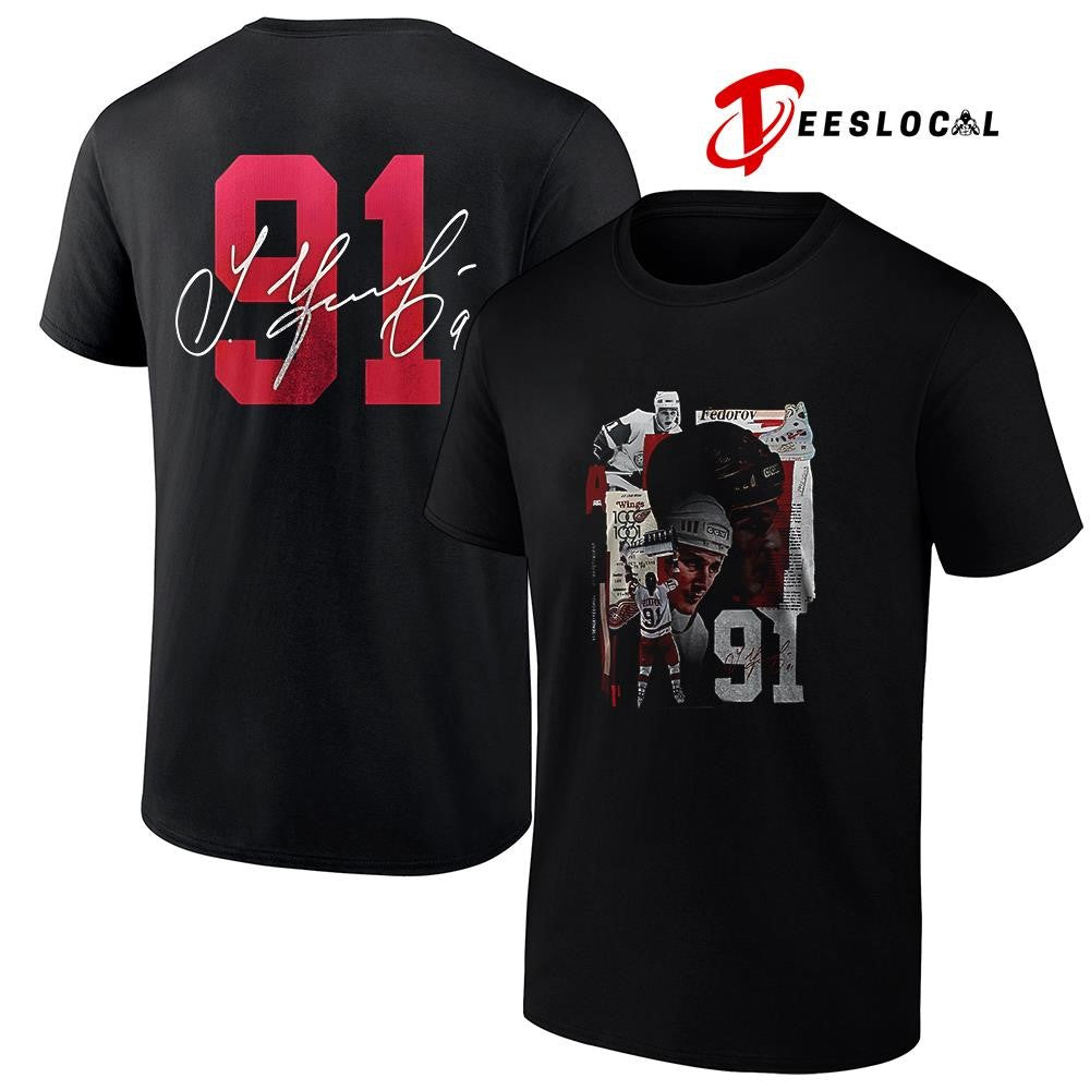 Sergei Fedorov No 91 x Detroit Red Wings signature shirt