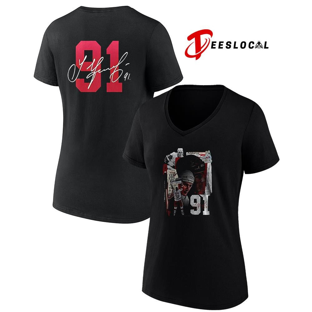 Sergei Fedorov No 91 x Detroit Red Wings signature shirt