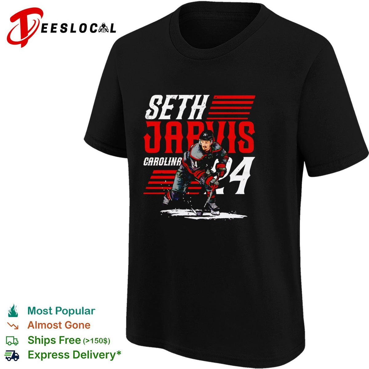 Seth Jarvis Carolina Hurricanes NHL Player 24 Number Shirt