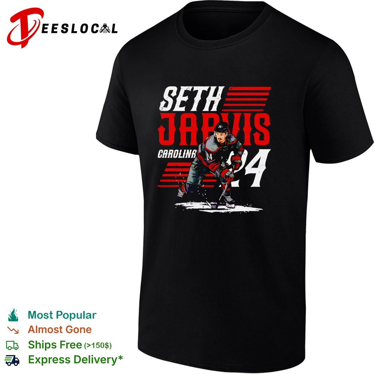 Seth Jarvis Carolina Hurricanes NHL Player 24 Number Shirt