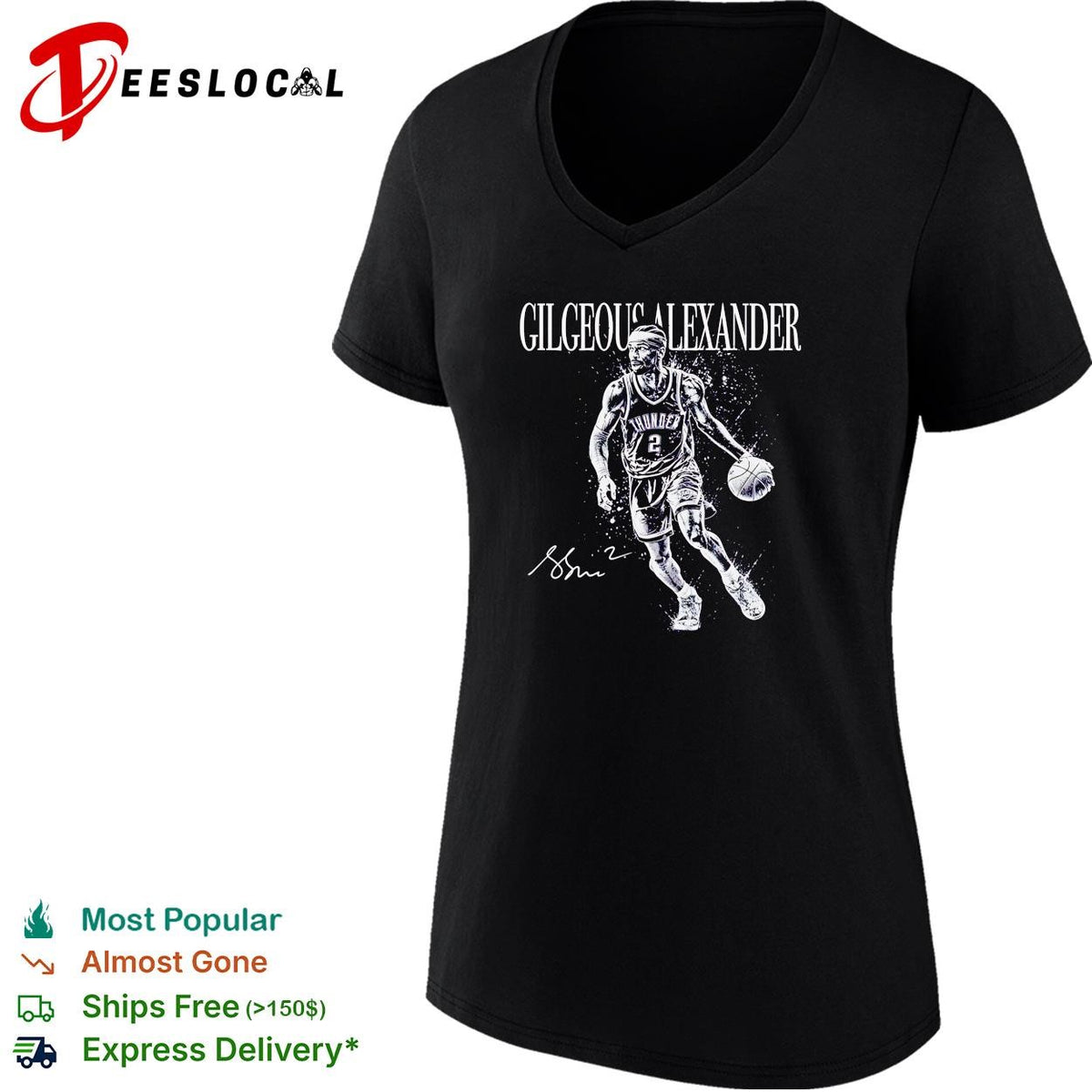 Shai Gilgeous-Alexander Oklahoma City Thunder number 2 action portrait shirt