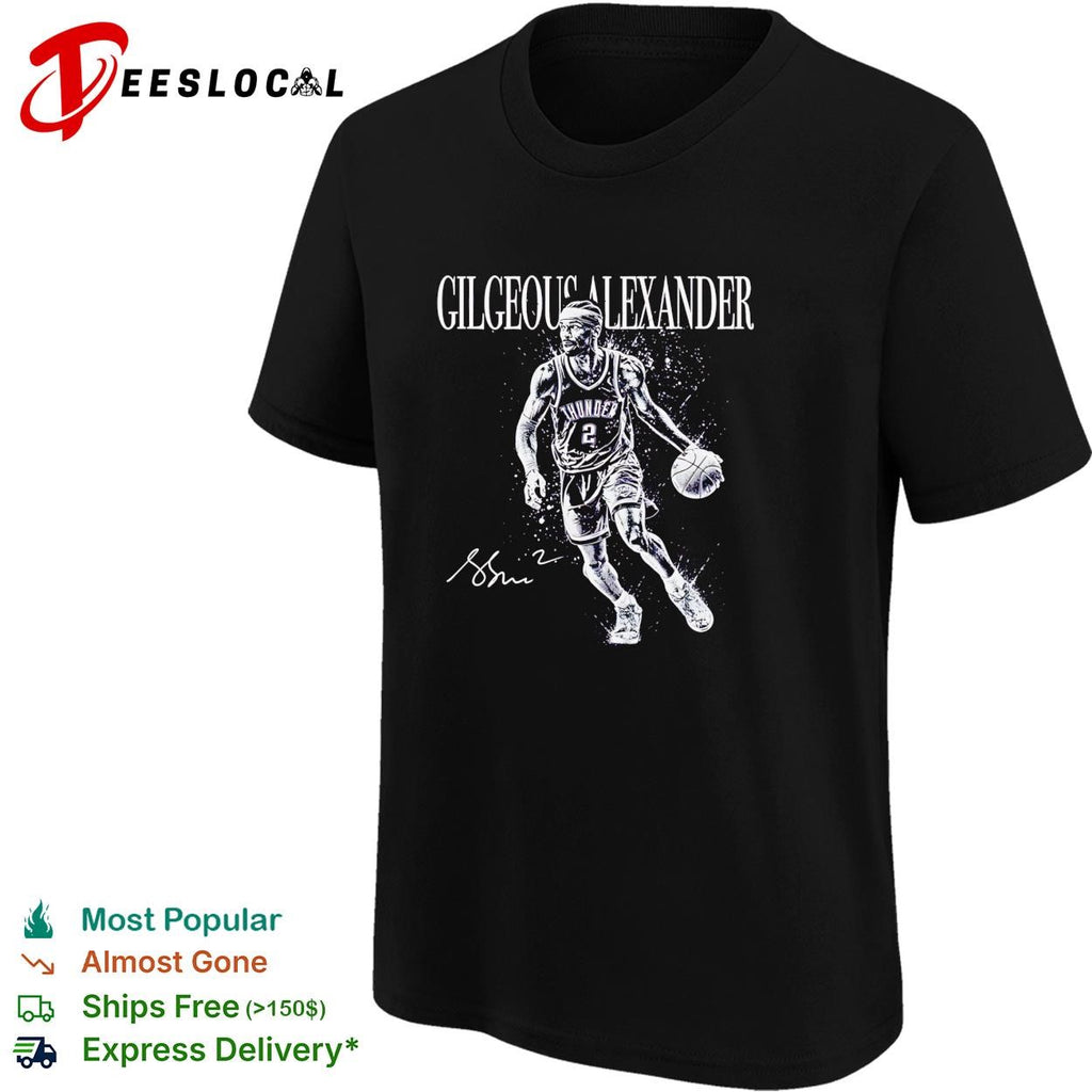 Shai Gilgeous-Alexander Oklahoma City Thunder number 2 action portrait shirt