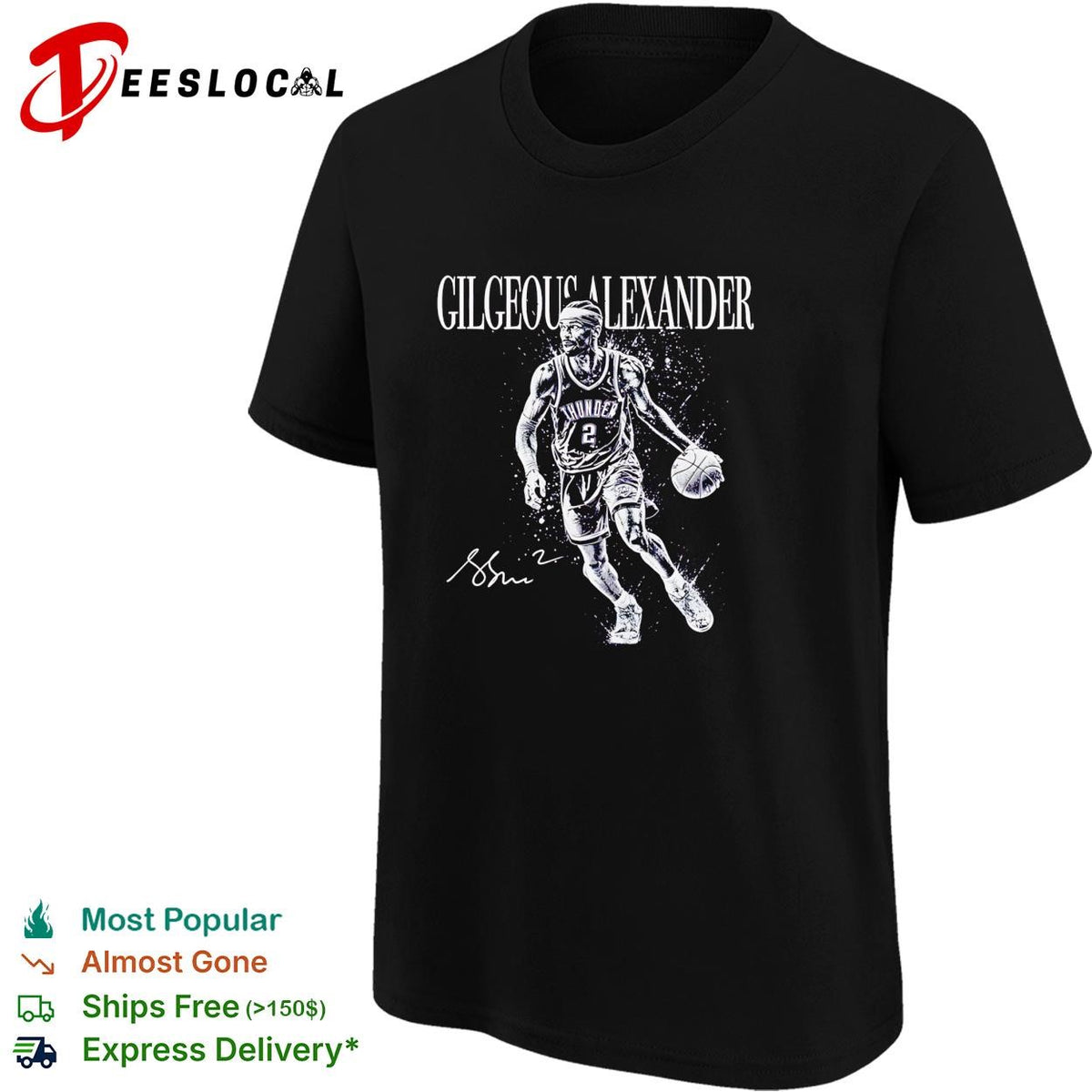 Shai Gilgeous-Alexander Oklahoma City Thunder number 2 action portrait shirt