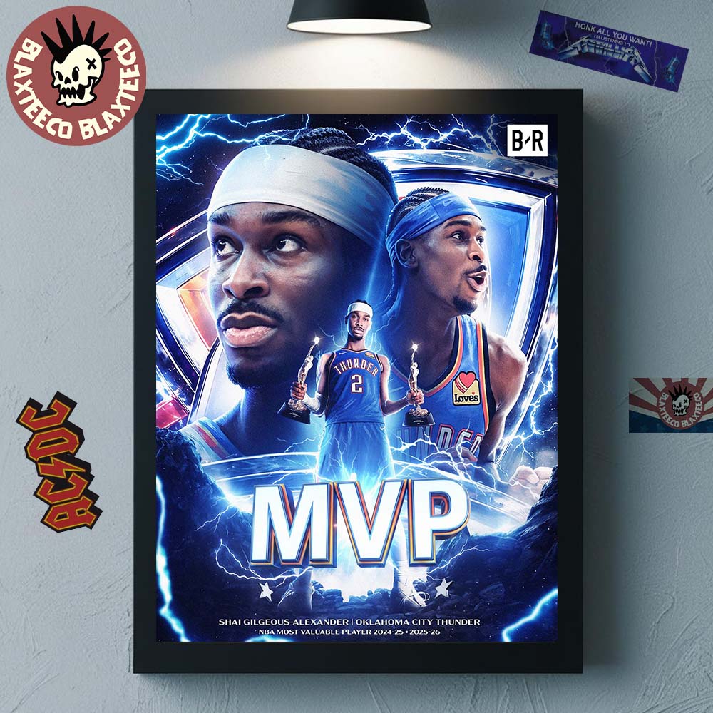 Shai Gilgeous Alexander SGA Oklahoma City Thunder 2026 NBA Back To Back MVP Home Decor Poster Canvas