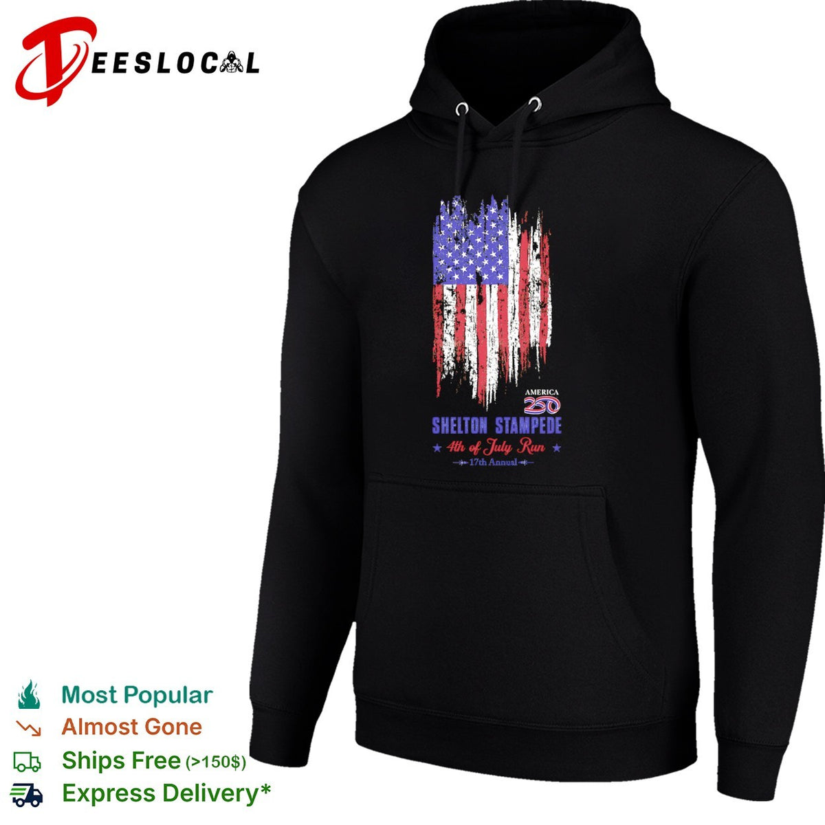 Shelton Stampede 4th of July Run 17th Annual America 250 patriotic event shirt