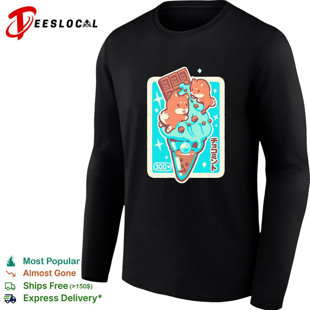 Shiba Inu dogs choco mint ice cream Japanese kawaii cute shirt