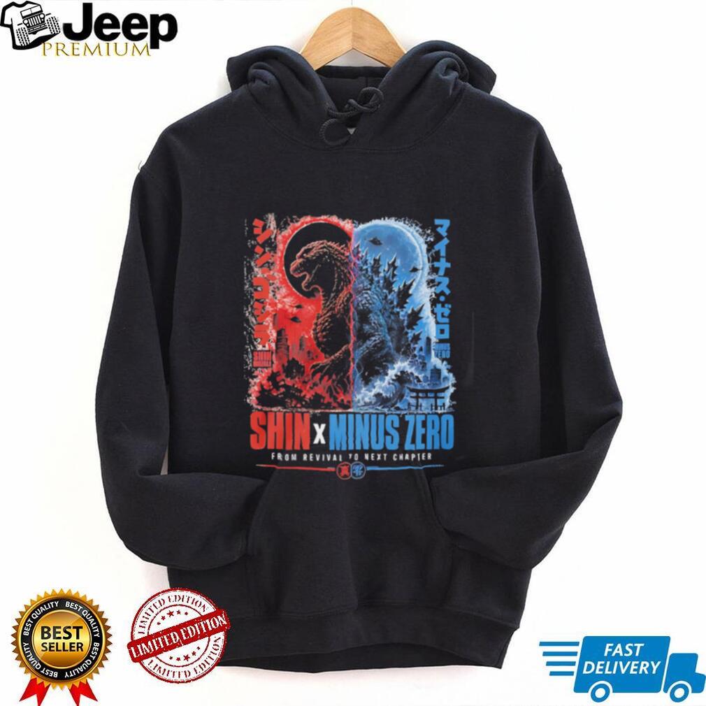 Shin Godzilla and Godzilla Minus One split side graphic shirt