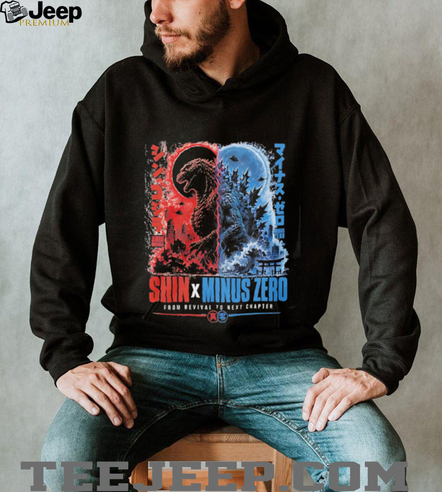 Shin Godzilla and Godzilla Minus One split side graphic shirt
