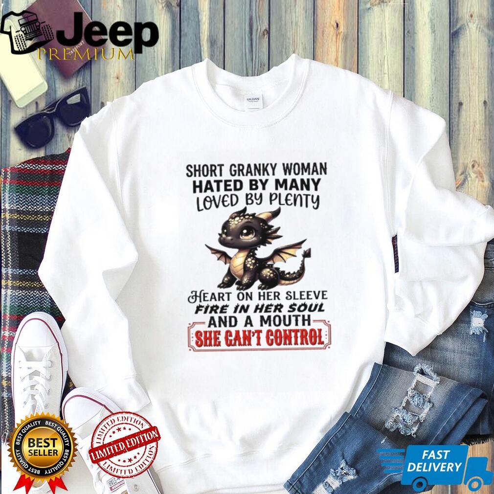 Short Cranky Woman Baby Dragon Heart on Sleeve Quote T Shirt