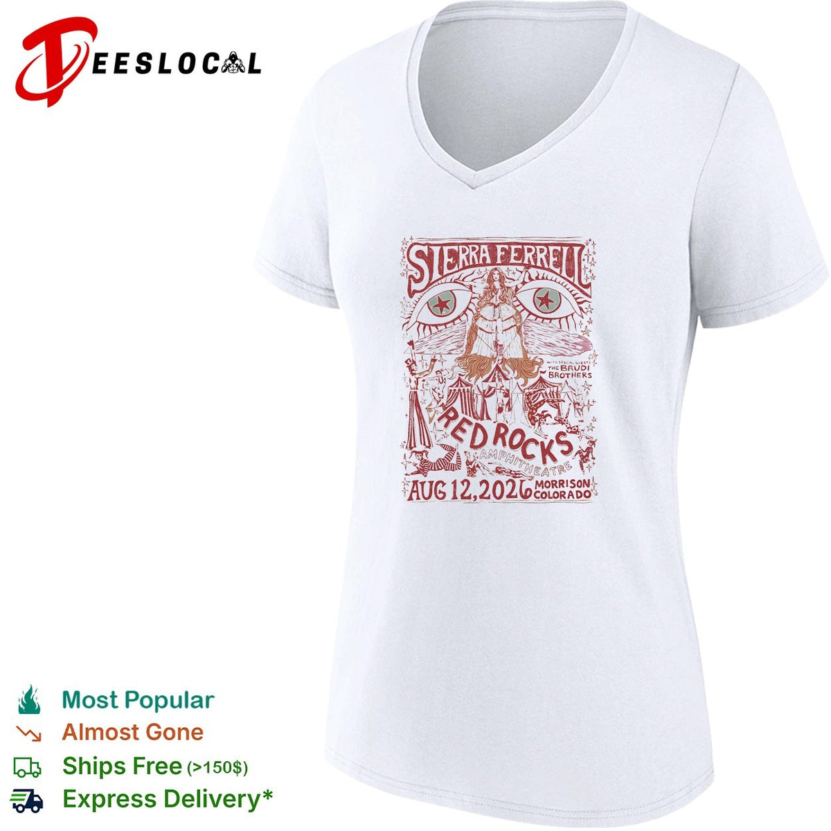Sierra Ferrell Red Rocks Amphitheatre Aug 12 2026 The Brudi Brothers Morrison Colorado shirt
