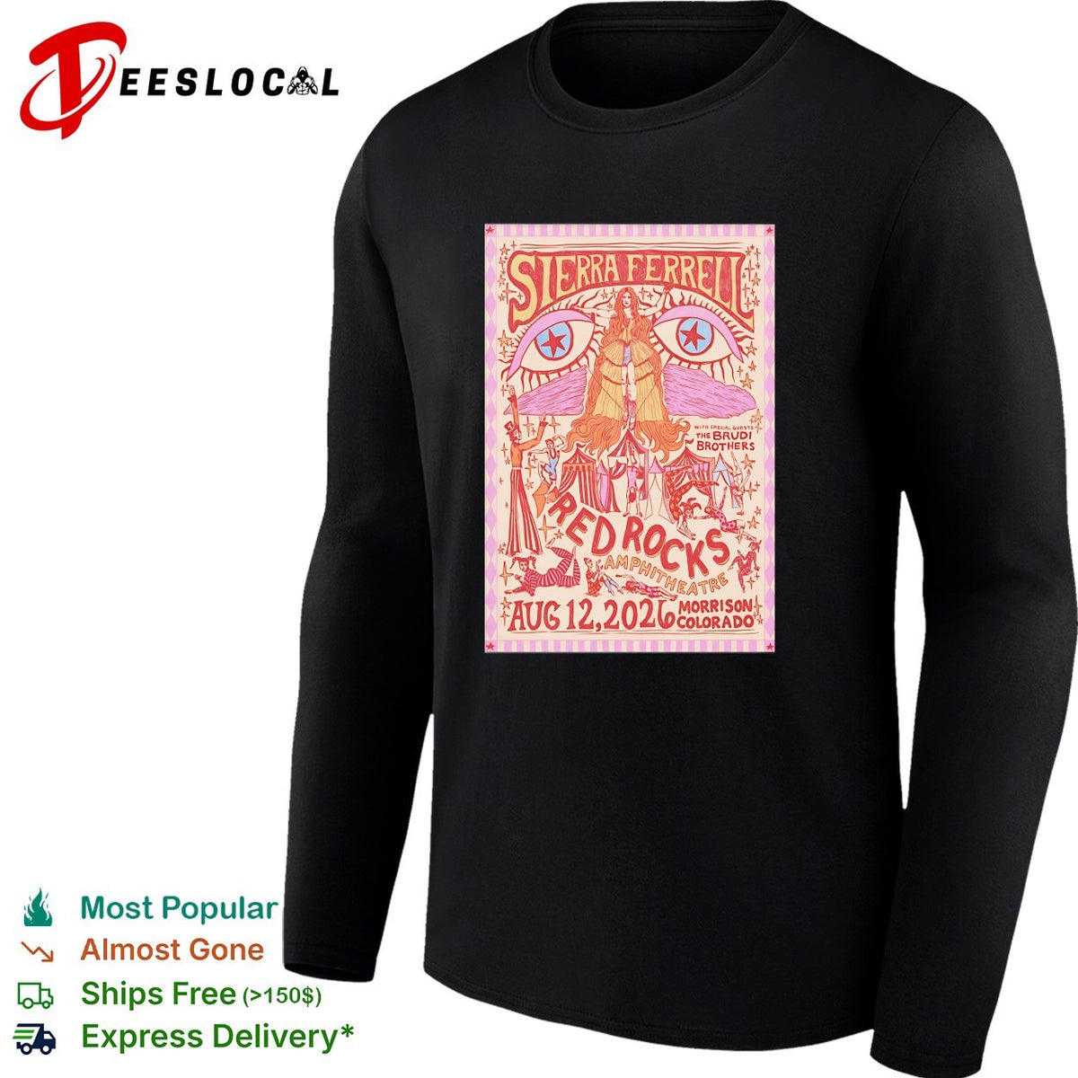 Sierra Ferrell Red Rocks Amphitheatre Aug 12 2026 concert shirt