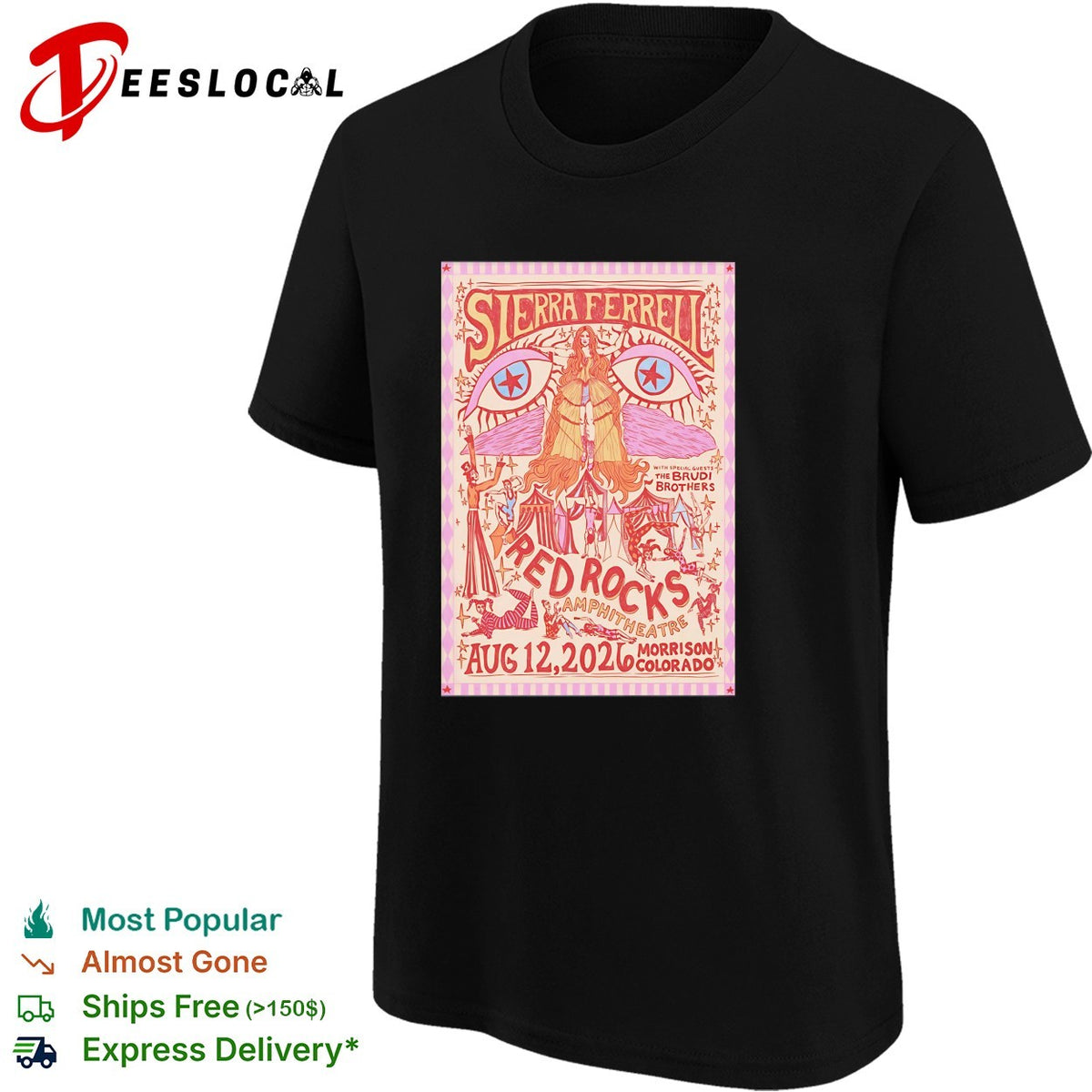Sierra Ferrell Red Rocks Amphitheatre Aug 12 2026 concert shirt