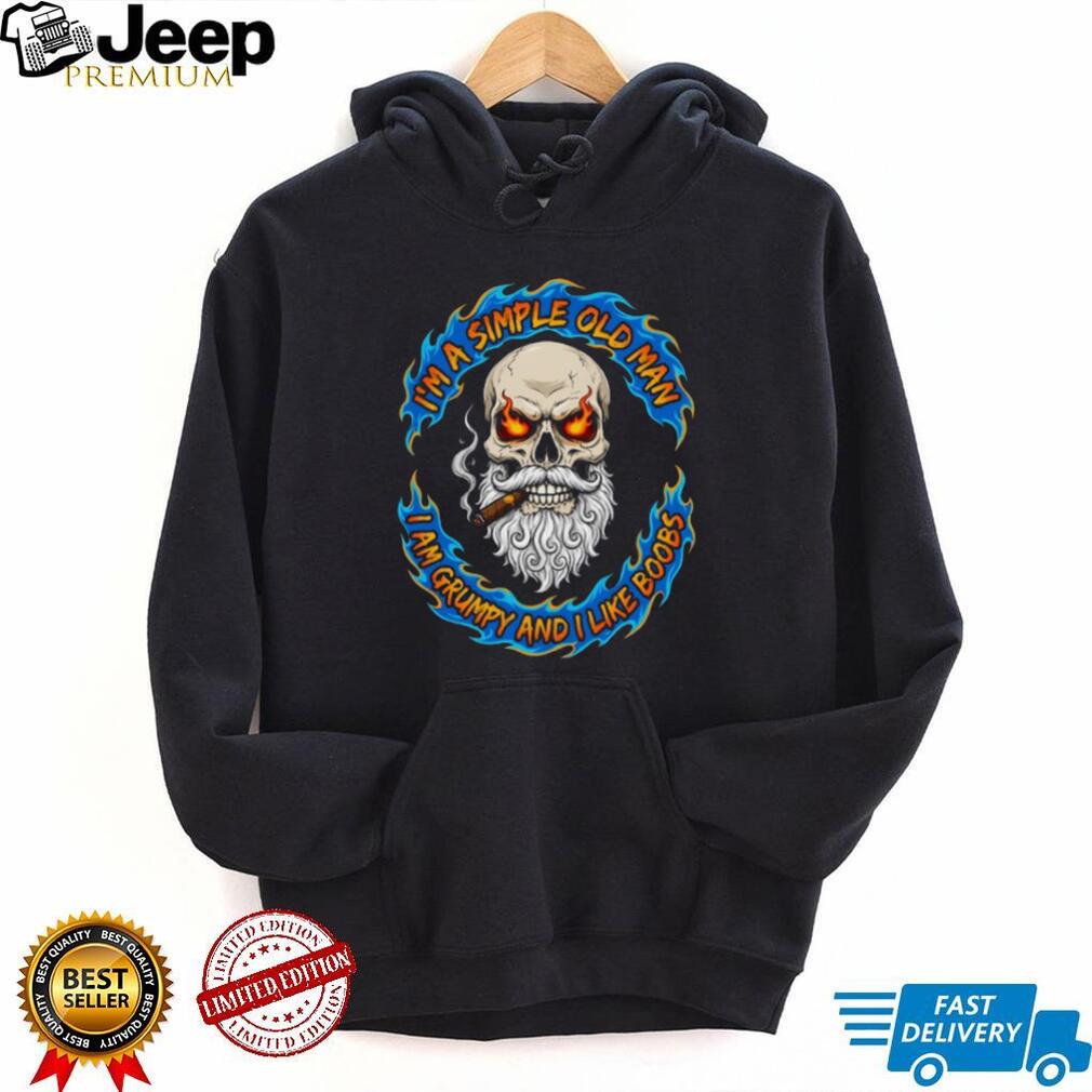 Simple Old Man Grumpy Bearded Skull Cigar Smoking T Shirt
