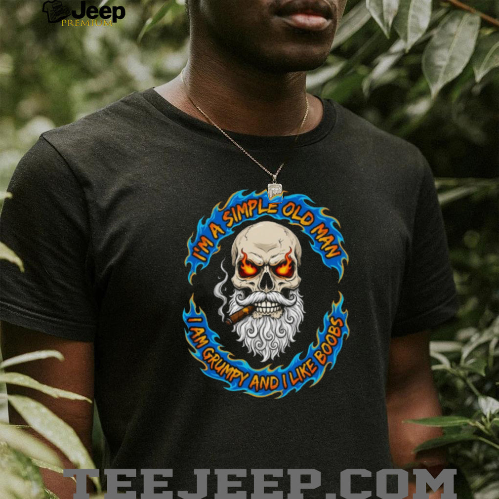 Simple Old Man Grumpy Bearded Skull Cigar Smoking T Shirt