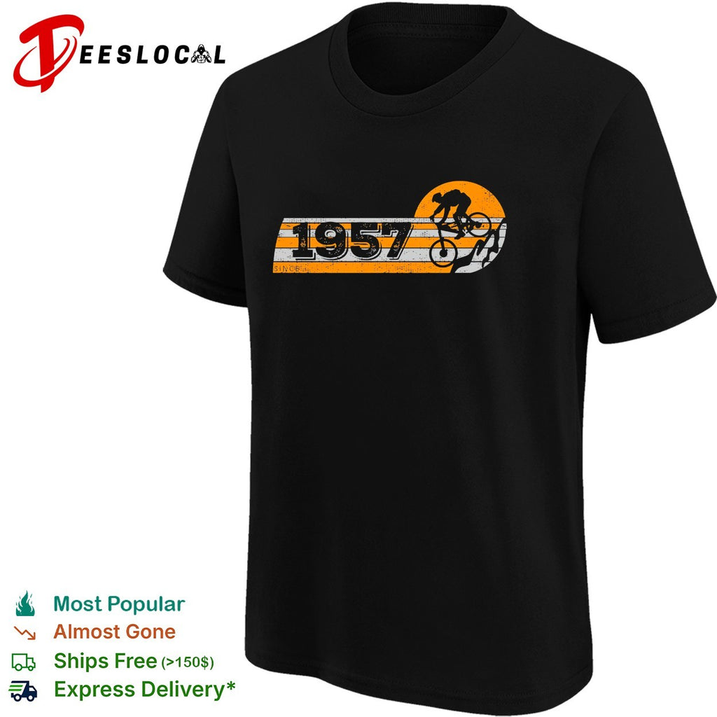 Since 1957 Mountain Biking Retro Sunset Sport Bicycle Cycling Enthusiast shirt