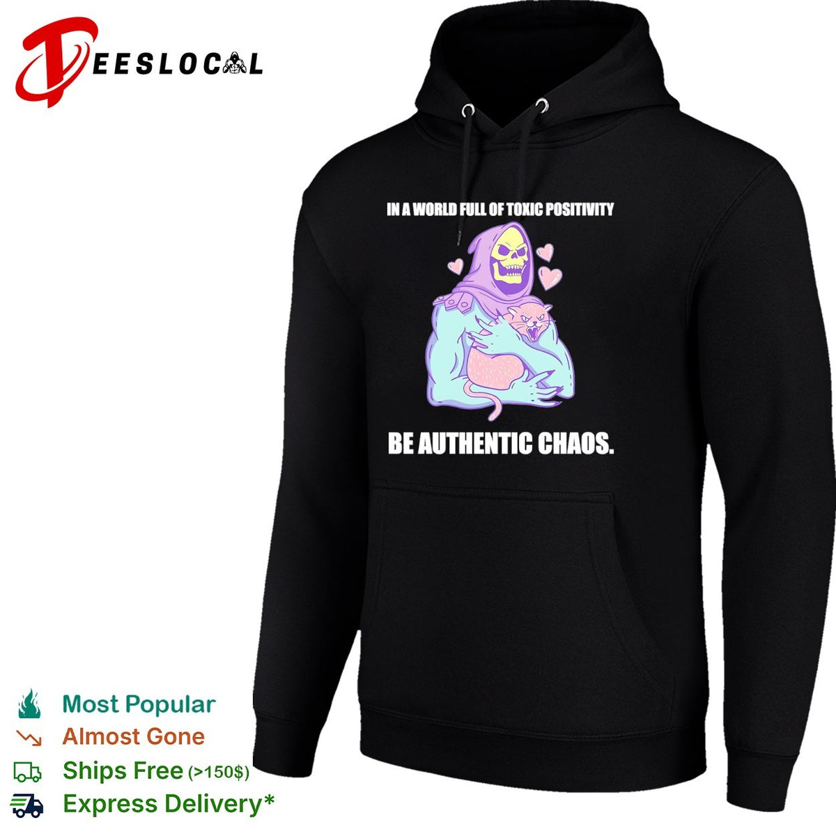 Skeletor in a world full of toxic positivity be authentic chaos shirt