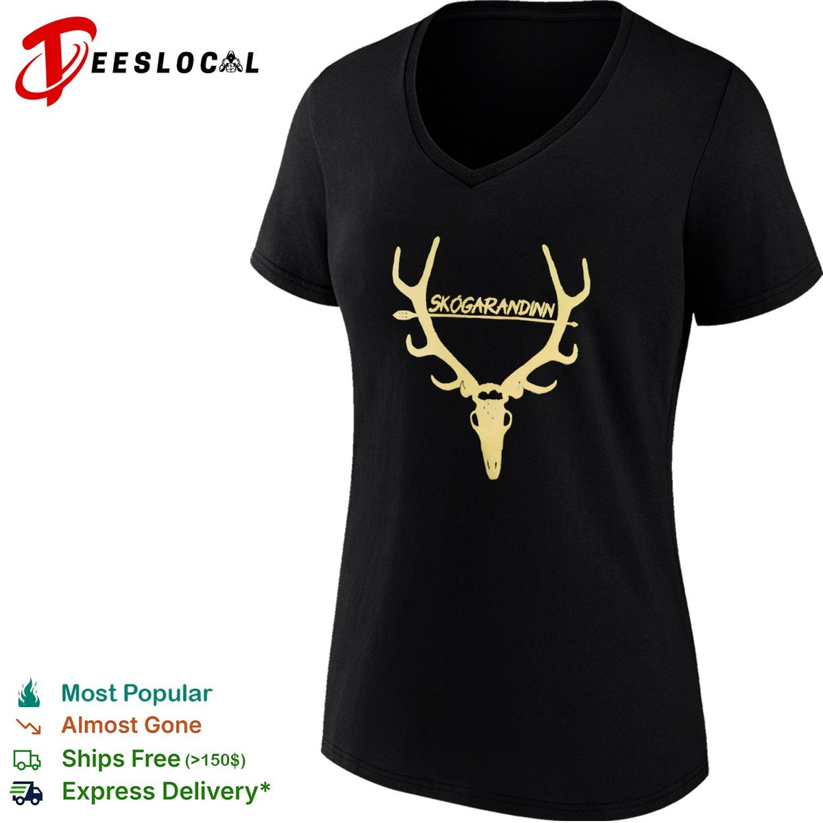 Skogarandinn Deer Antler Skull Mythology Folklore Minimalist Forest Spirit shirt