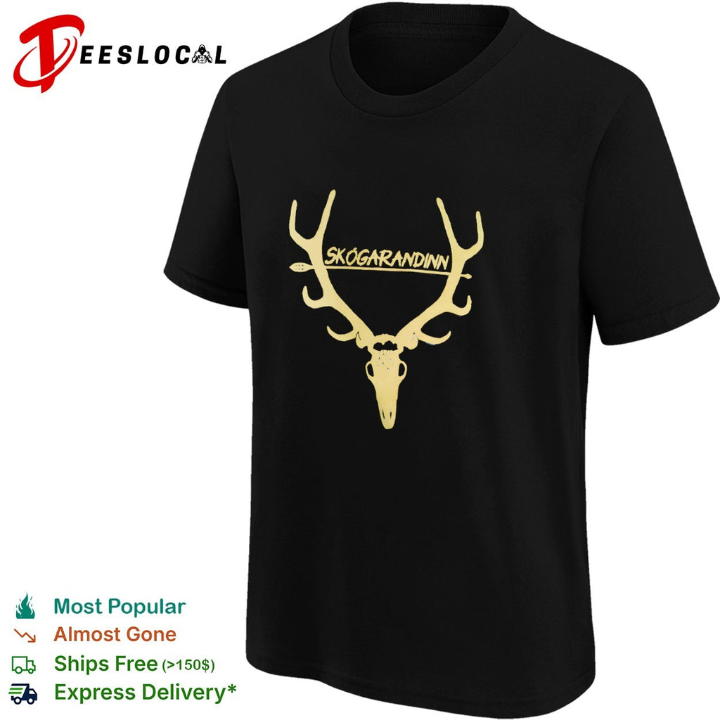 Skogarandinn Deer Antler Skull Mythology Folklore Minimalist Forest Spirit shirt