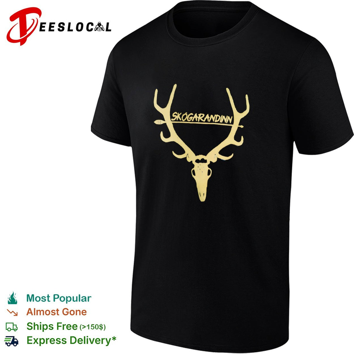 Skogarandinn Deer Antler Skull Mythology Folklore Minimalist Forest Spirit shirt