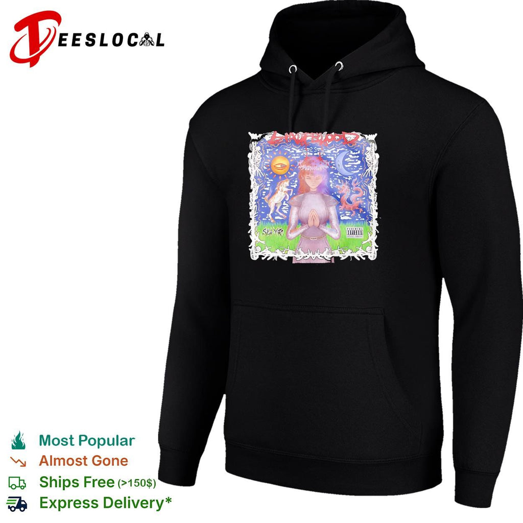 Slaughblood praying woman with unicorn and dragon parental advisory poster shirt