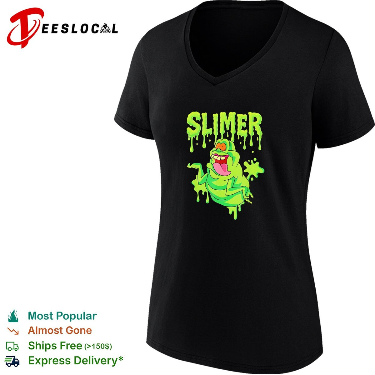 Slimer Ghostbusters Character Logo Slime Dripping Green Ectoplasm Graphic shirt