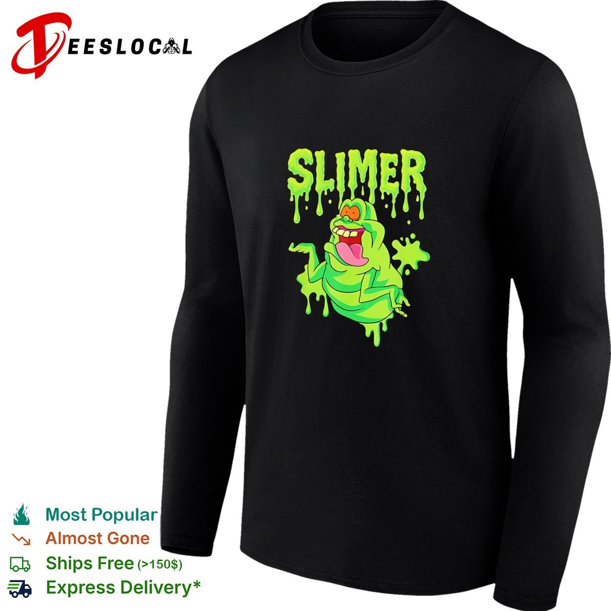 Slimer Ghostbusters Character Logo Slime Dripping Green Ectoplasm Graphic shirt