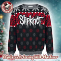 Slipknot Signature Logo With Tribal S Snowflakes Pattern Red And Grey Knitted Ugly Christmas Sweater