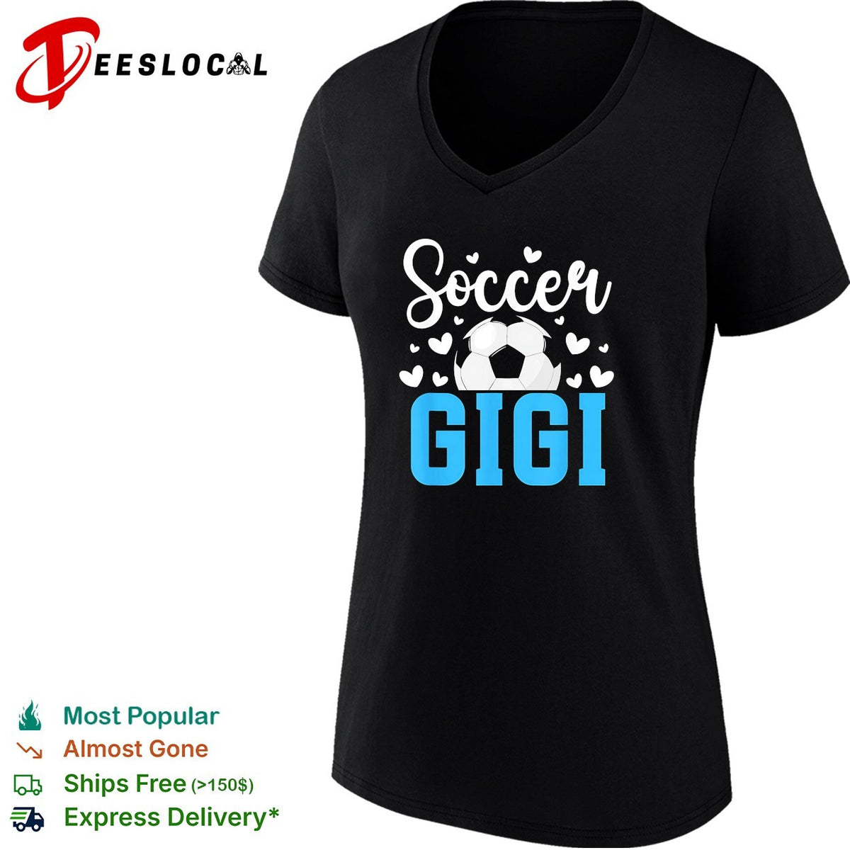 Soccer Gigi cute hearts soccer ball bold script fan shirt