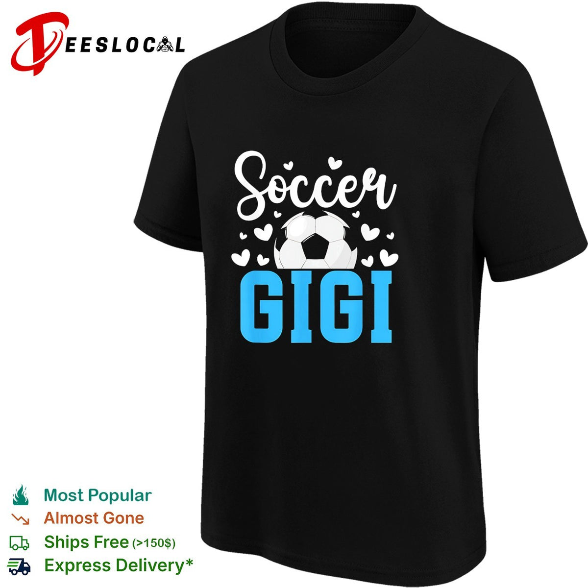 Soccer Gigi cute hearts soccer ball bold script fan shirt