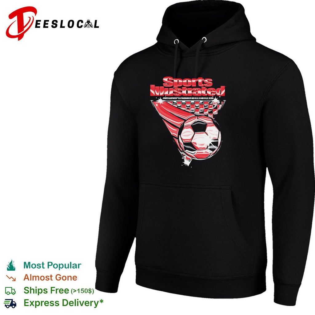 Soccer ball dynamic action sports magazine style graphic shirt