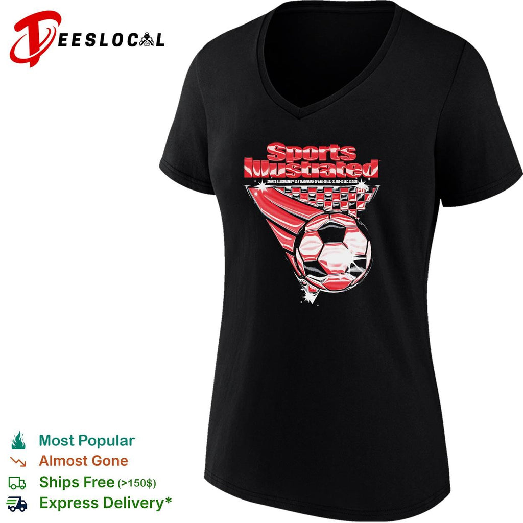 Soccer ball dynamic action sports magazine style graphic shirt
