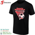 Soccer ball dynamic action sports magazine style graphic shirt