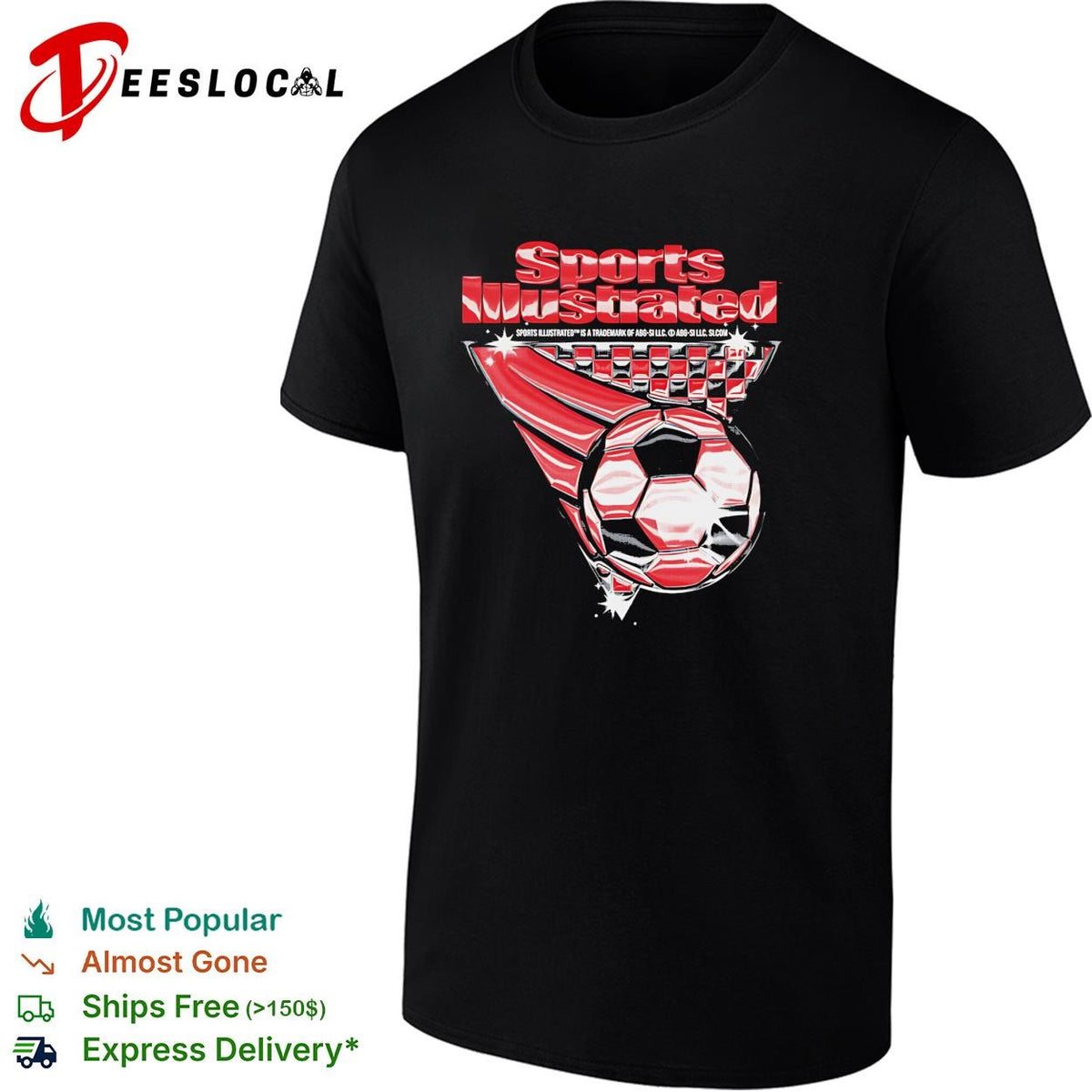 Soccer ball dynamic action sports magazine style graphic shirt