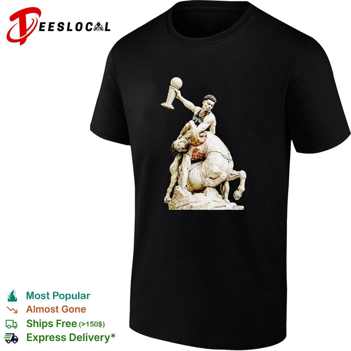 Soccer champion World Cup trophy marble centaur classical sculpture art dark shirt