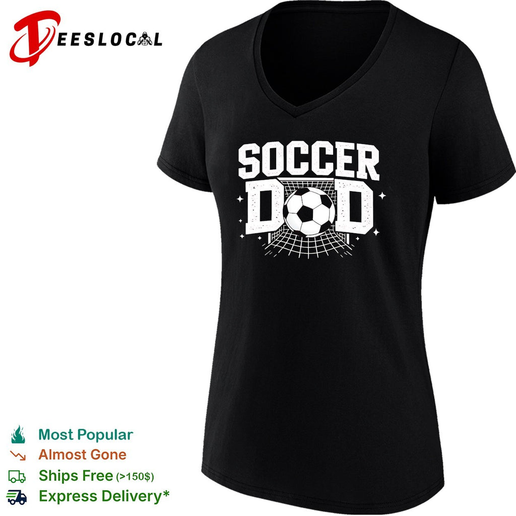 Soccer dad goal net ball bold text shirt