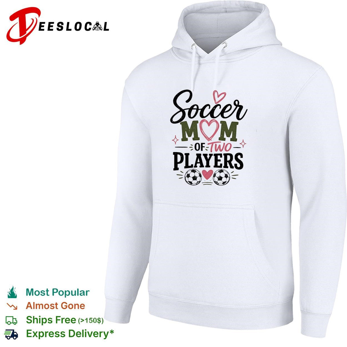 Soccer mom of two players cute heart graphic shirt