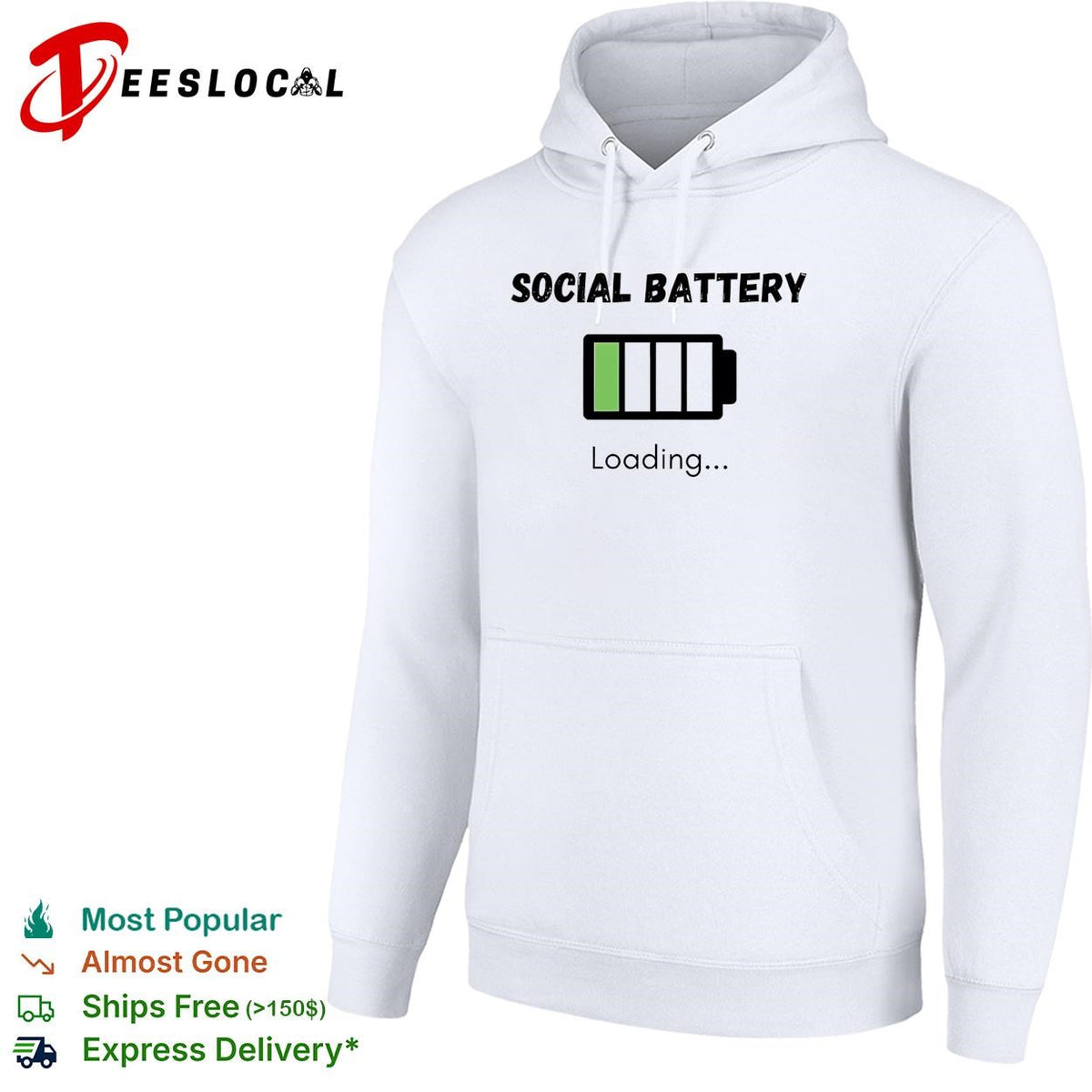 Social battery loading low introvert empty recharging funny shirt