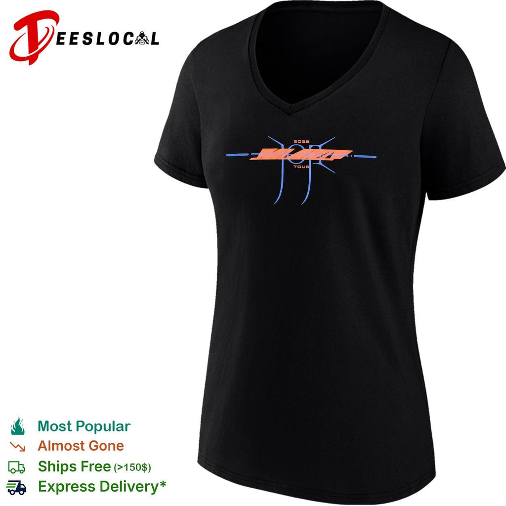 Solaris 2028 concert tour abstract slash logo neon graphic shirt