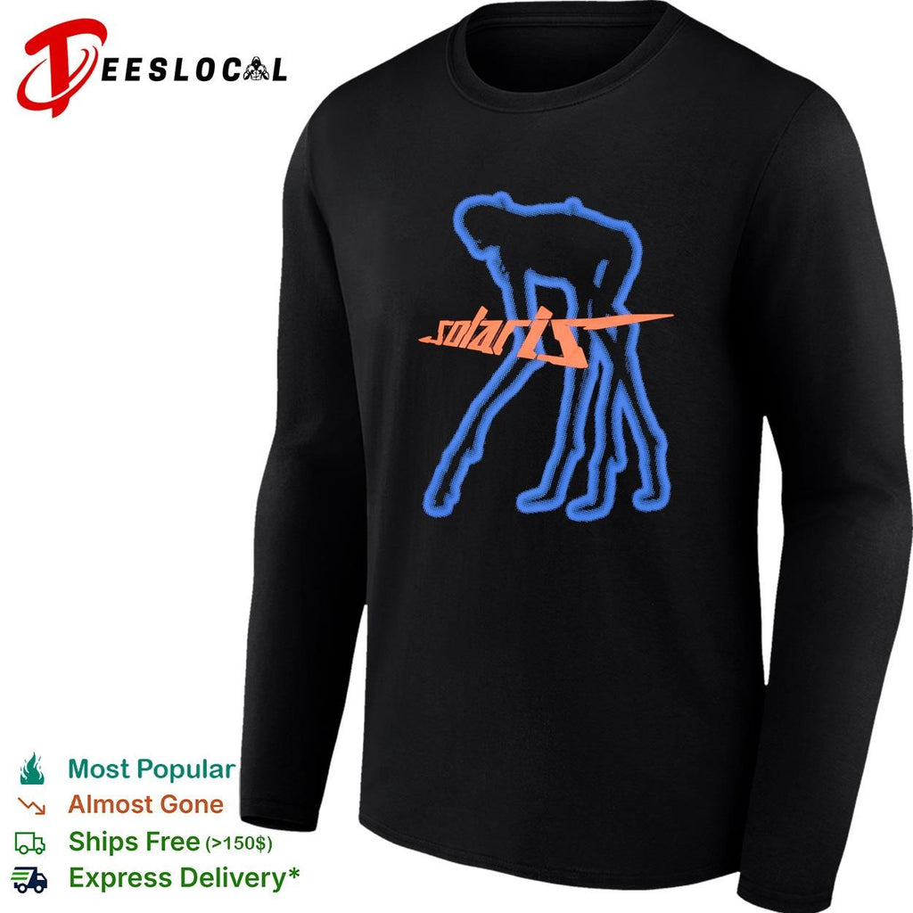Solaris blue humanoid figure sci-fi dark abstract graphic shirt