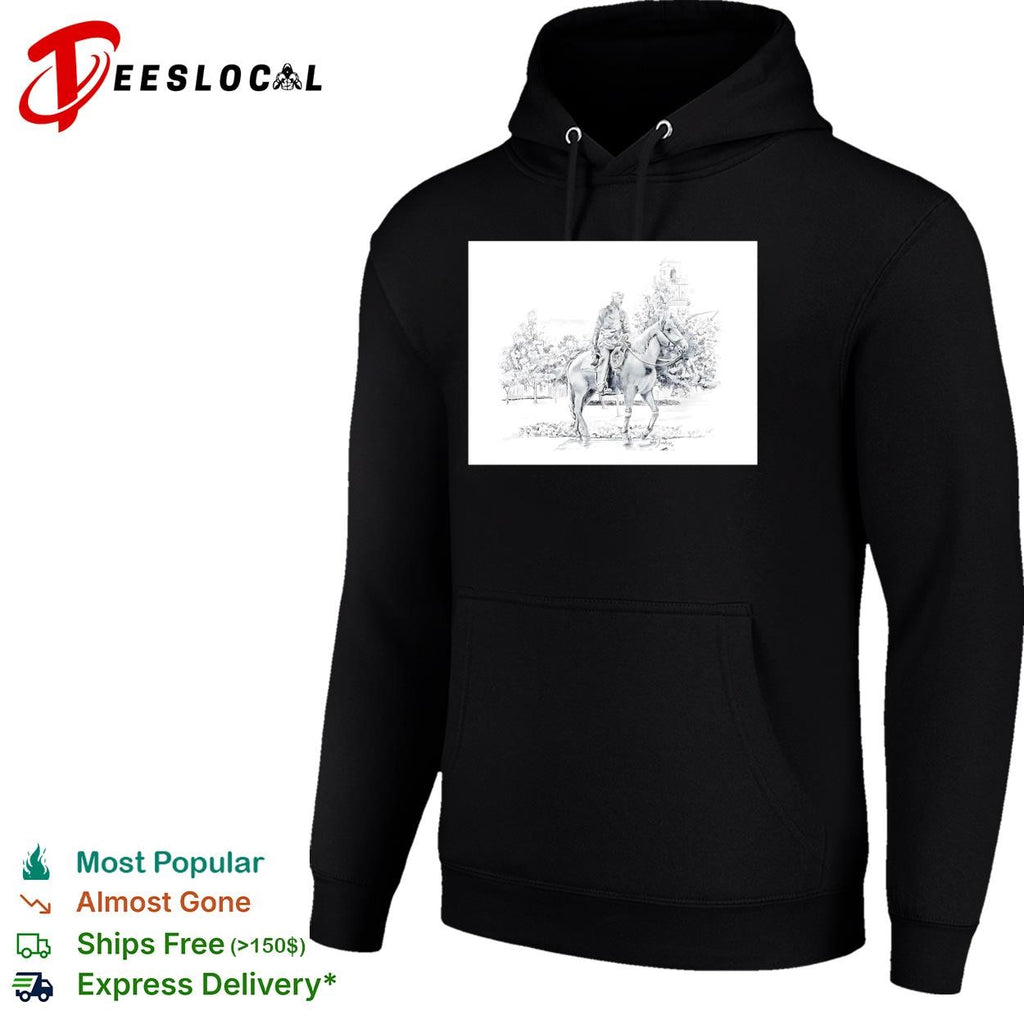 Soldier on horseback pencil sketch portrait poster shirt