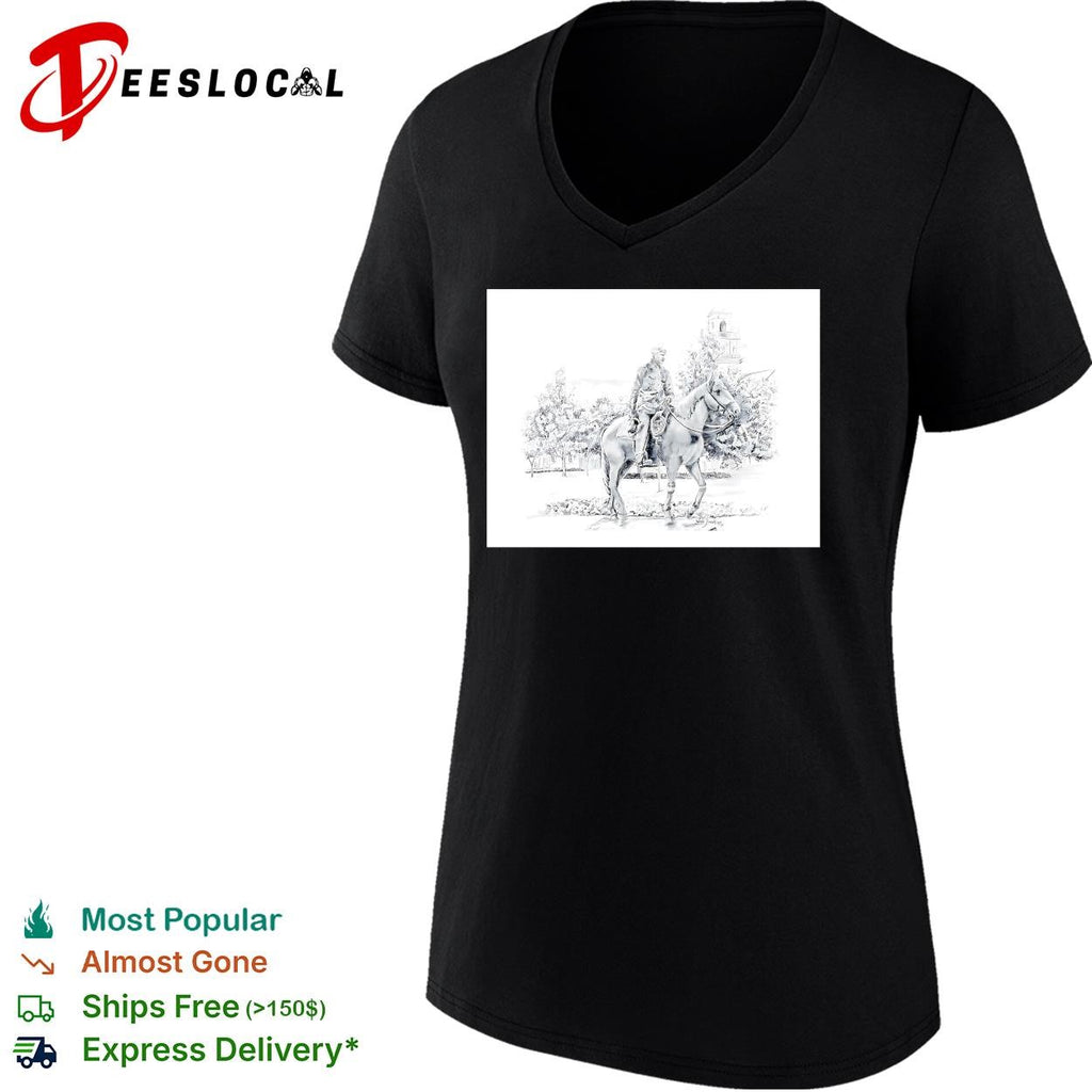 Soldier on horseback pencil sketch portrait poster shirt
