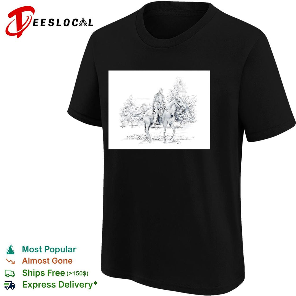 Soldier on horseback pencil sketch portrait poster shirt