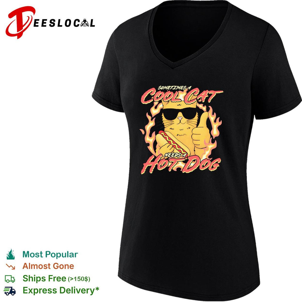 Sometimes a cool cat needs a hot dog flames sunglasses dark shirt
