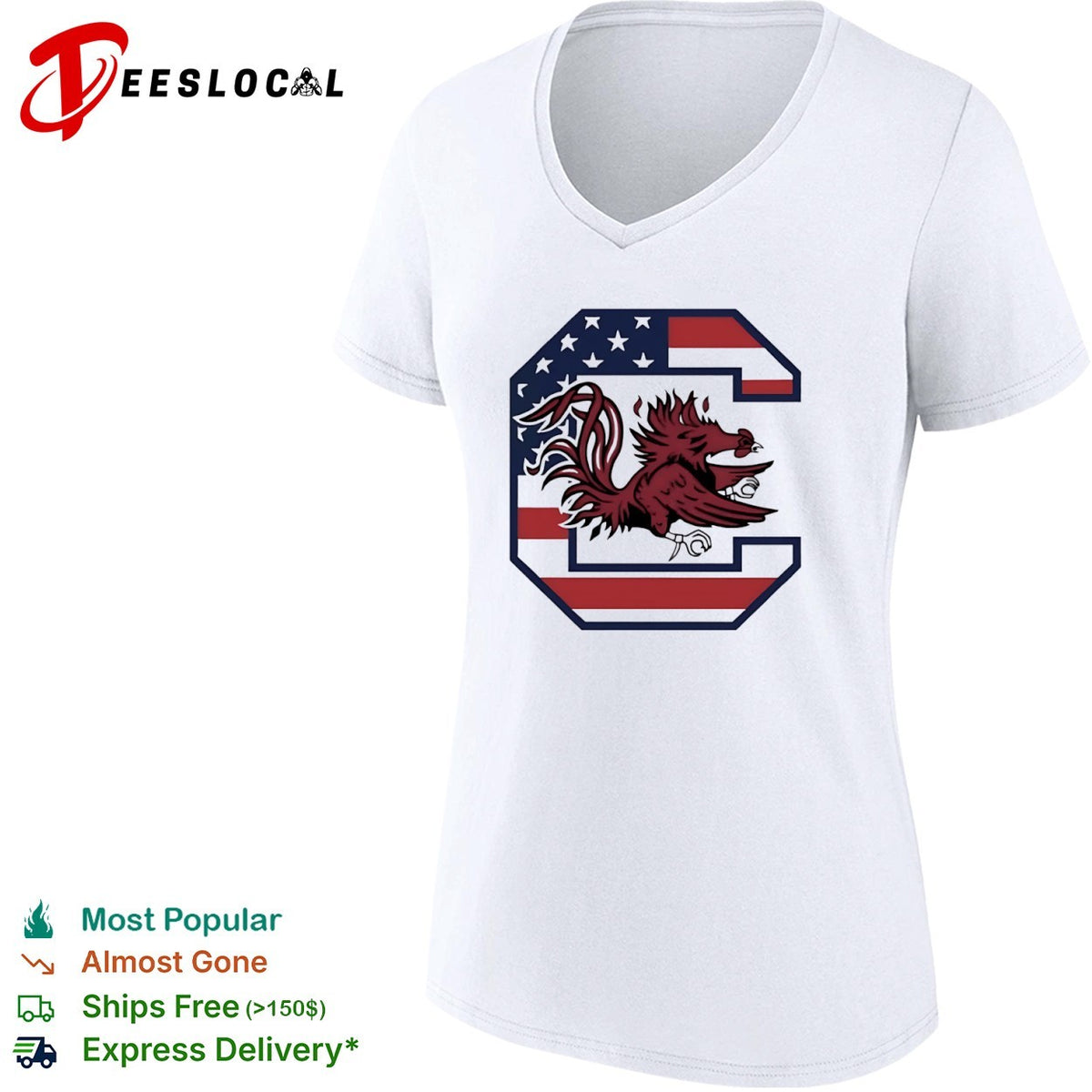South Carolina Gamecocks Logo with American Flag shirt