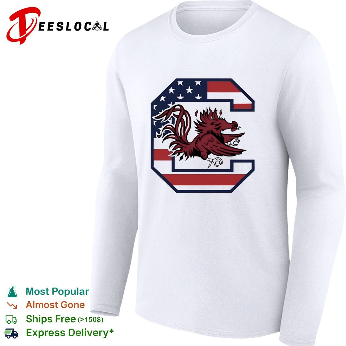 South Carolina Gamecocks Logo with American Flag shirt