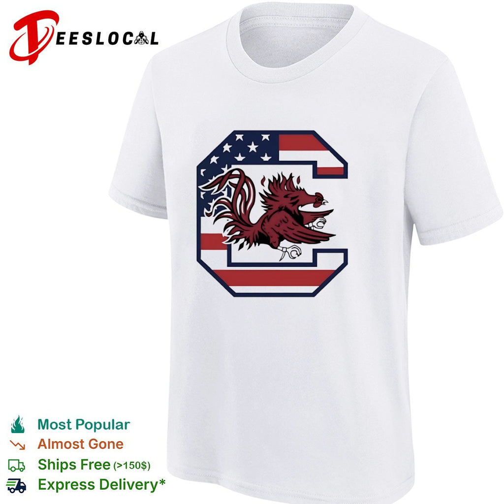 South Carolina Gamecocks Logo with American Flag shirt