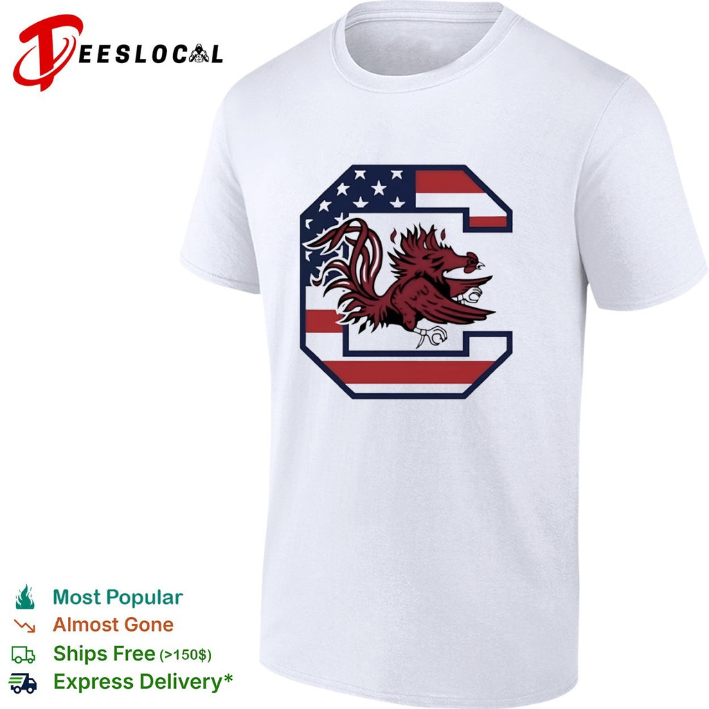 South Carolina Gamecocks Logo with American Flag shirt