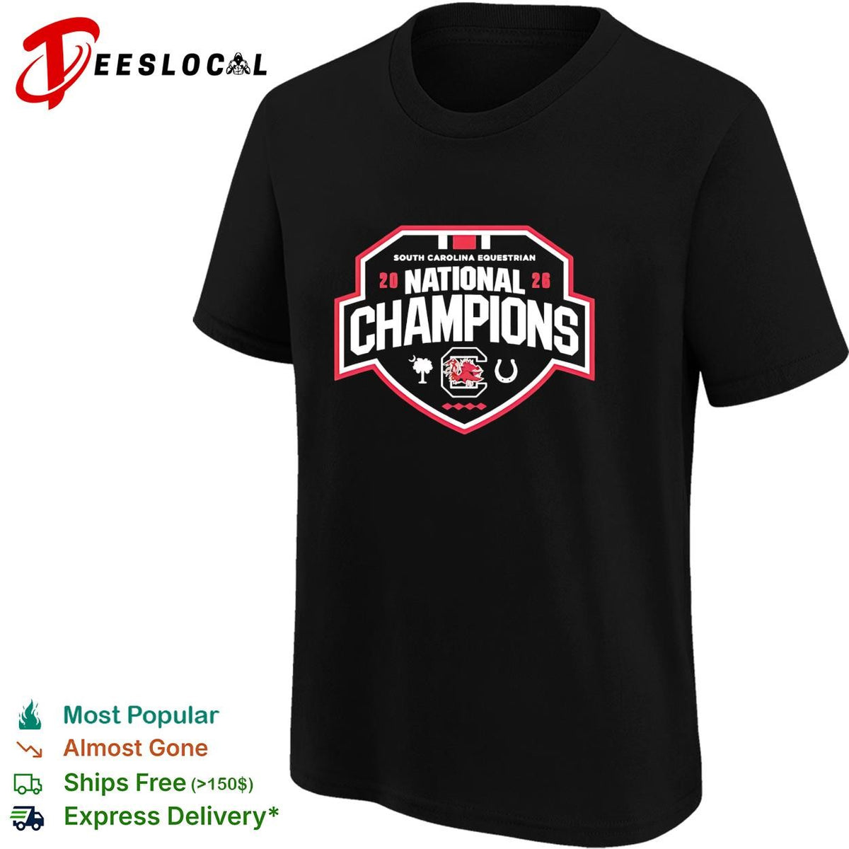 South Carolina equestrian national champions 2026 shield crest badge graphic shirt
